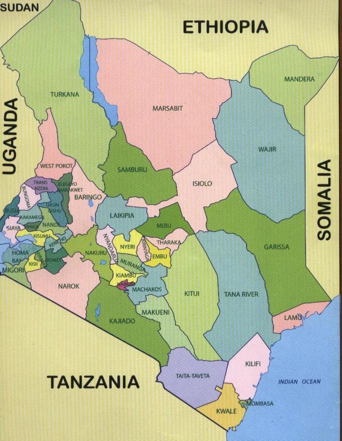 مقاطعات كينيا خريطة