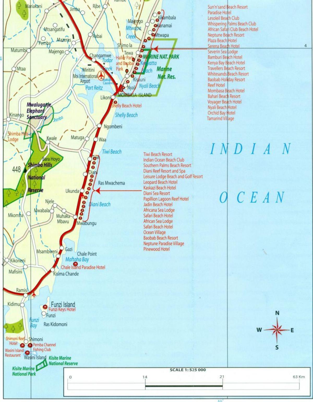 خريطة الساحل الكيني