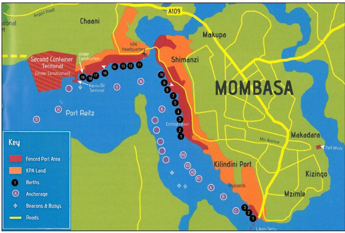 خريطة مومباسا في كينيا
