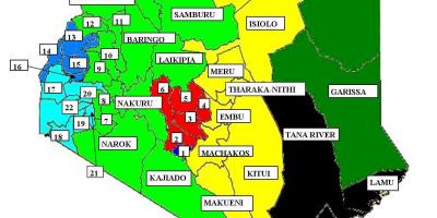 خريطة من 47 مقاطعة في كينيا 
