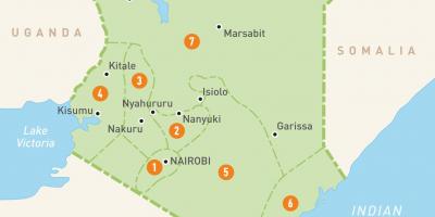 خريطة كينيا تبين المحافظات