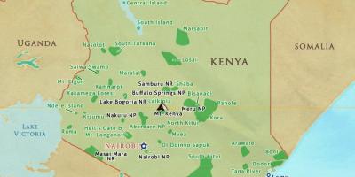 خريطة كينيا الحدائق الوطنية والمحميات