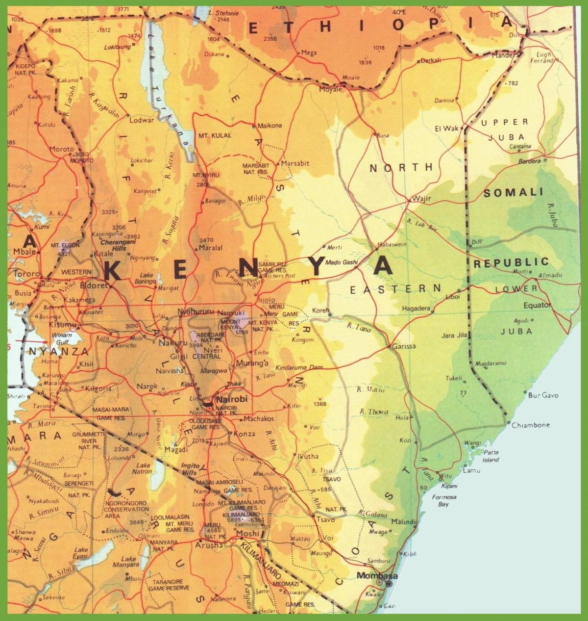 كينيا خريطة شبكة الطرق
